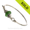 Vivid Spring Green Sea Glass Sterling Bangle Bracelet W/ Sterling Sea Life Beads.
SOLD - Sorry this Sea Glass Jewelry selection is NO LONGER AVAILABLE!