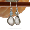 Limited Edition - Classic Set White Sea Glass Earrings In Sterling With Blue Topaz