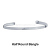 The comfortable and stylish half round bangle is solid sterling silver.