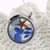 Blue Delft Pottery & Sea Glass W/ Seastar In Stainless Locket