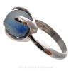 Blue & White Sea Glass Beach Found Marble In Sterling Silver High Profile Ring - Size 8 