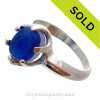 Brilliant Mixed VIVID Blue Hartley Wood Multie Sea Glass Ring In Sterling - Size 8