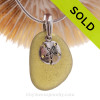 Bright Peridot Green Sea Glass Necklace With Sterling Sandollar Charm - S/S CHAIN INCLUDED 