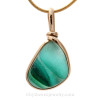 A stunning mixed green & aqua sea glass piece from Seaham England set in our Original Wire Bezel setting in gold!