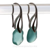 Pale Aqua Blue Sea Glass Earrings on Solid Sterling Deco Hooks