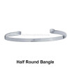 This piece is on our comfortable and stylish half round solid sterling bangle. 