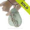 Perfect Large Seafoam Genuine Sea Glass Sterling Waves© Signature Sterling Setting Pendant