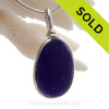 A  P-E-R-F-E-C-T Deep Midnight Blue Genuine Sea Glass pendant set in our Solid Sterling Silver Original Wire Bezel.