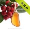 Super Ultra Rare Mixed Orange Sea Glass In 14K F/G Original Wire Bezel