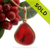 Super Ultra Rare Mixed Red End OF Day Slag Sea Glass In 14K F/G Original Wire Bezel