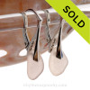 Petite Soft Peach Depression Era Beach Found Sea Glass Earrings on Sterling Silver  Leverback Earrings.