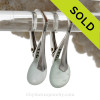 Palest Blue Beach Found Certified Genuine Sea Glass Earrings On Solid Sterling Silver Leverbacks