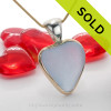 Pure Love - Baby Blue Natural Sea Glass Heart In Deluxe Tiffany Mixed Metal Bezel© Necklace Pendant