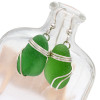 Thick Vivid Green Sea Glass Earrings In Triple Sterling 