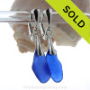 Vivid Cobalt Blue Ridged Sea Glass on Solid Sterling Silver Deluxe Dangly Leverbacks