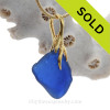 A soft lovely piece Cobalt Blue sea glass on a nautical 24K gold Vermeil (gold on silver) necklace. 