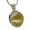 Sunshine Planet - Brilliant Yellow Casteye Beach Found  Marble Pendant In Deluxe Solid Silver Sterling Wire Bezel