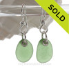 Simply Sea Glass - Perfect Oval Green Sea Glass Earrings On Solid Sterling On Fishooks