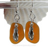 Perfect genuine larger brown Sea Glass Earrings combined with Solid Sterling Flip Flop charms.