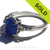 blue  sea glass ring