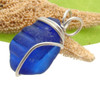 A neat ridged Blue Sea glass in our basic beach wrapped sterling setting. An unusual piece with distinct lines.