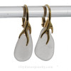 Winter White Sea Glass Earrings on 24K Gold Vermeil Leverback Earrings