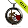 True Beachlover - Genuine Red Sea Glass Heart Shaped with Starfish Locket (SSLOCK22-08)