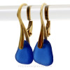 Perfect Petite Triangles of Cobalt Blue Sea Glass on 24K Gold Vermeil Leverback Earrings