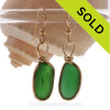 Green Genuine Sea Glass Earrings