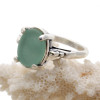 Aqua sea glass scroll ring in silver. We do not alter our sea glass to fit our rings, rather we sort through thousands of pieces to find the perfect fit for our settings.

THIS IS THE EXACT RING YOU WILL RECEIVE!!