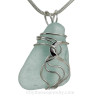 Large Aqua Green Sea Glass In Sterling Silver Waves© Setting Pendant