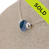 Mixed Blue Seaham Sea Glass with Sterling Bead Necklace
