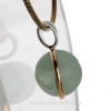 Foggy Morn - Opaque and Clear Sea Glass Beach Found Marble Pendant In Deluxe Mixed Tiffany Wire Bezel©