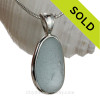 Blue Genuine Sea Glass In Solid Sterling Deluxe Wire Bezel© Pendant