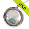 Beach Bliss - Aqua Sea Glass Locket With Sandollar and Pearl