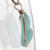 Large Embossed Aqua Blue Genuine Sea Glass Pendant In Gold Wire Bezel© Pendant