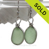 PERFECT Yellowy Seafoam Green Sea Glass Earrings set in our signature Original Wire Bezel© setting in silver.