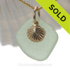 Goldfilled Seafoam Green sea glass necklace on Gold chain.