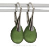 Thick Seaweed Green Beach Found Genuine Sea Glass Earrings On Solid Sterling Silver Leverbacks