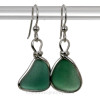 Teal or Turquoise Green Genuine Sea Glass Earrings in our Original Wire Bezel is Solid Sterling Silver.