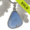 lue Natural Sea Glass In Original Sterling Silver Wire Bezel© Necklace Pendant