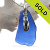 Nice Blue beach found sea glass combined with a solid sterling flip flop charm 