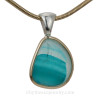 Aqualicious - Beach Found Seaham Sea Glass In Tiffany Deluxe Wire Bezel© Necklace Pendant