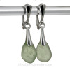 Elegant Dangly Seafoam Green Genuine Sea Glass Sterling Leverback Earrings.
