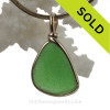 Green Sea Glass Pendant In Gold Original Wire Bezel© Pendant