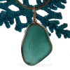 deep aqua blue sea glass jewelry pendant in gold bezel