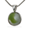 Lime Green Catseye Found Sea Glass Marble set in our Deluxe Solid Sterling Deluxe Bezel Pendant