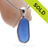 Mid Blue Sea Glass set in our signature Deluxe Wire Bezel© Setting in Solid Sterling Silver!