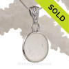 White Sea Glass Pendant In Deluxe Wire Bezel