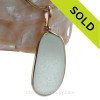 LARGE thick Seaham Sea Glass Pendant set in 14K Rolled Gold.